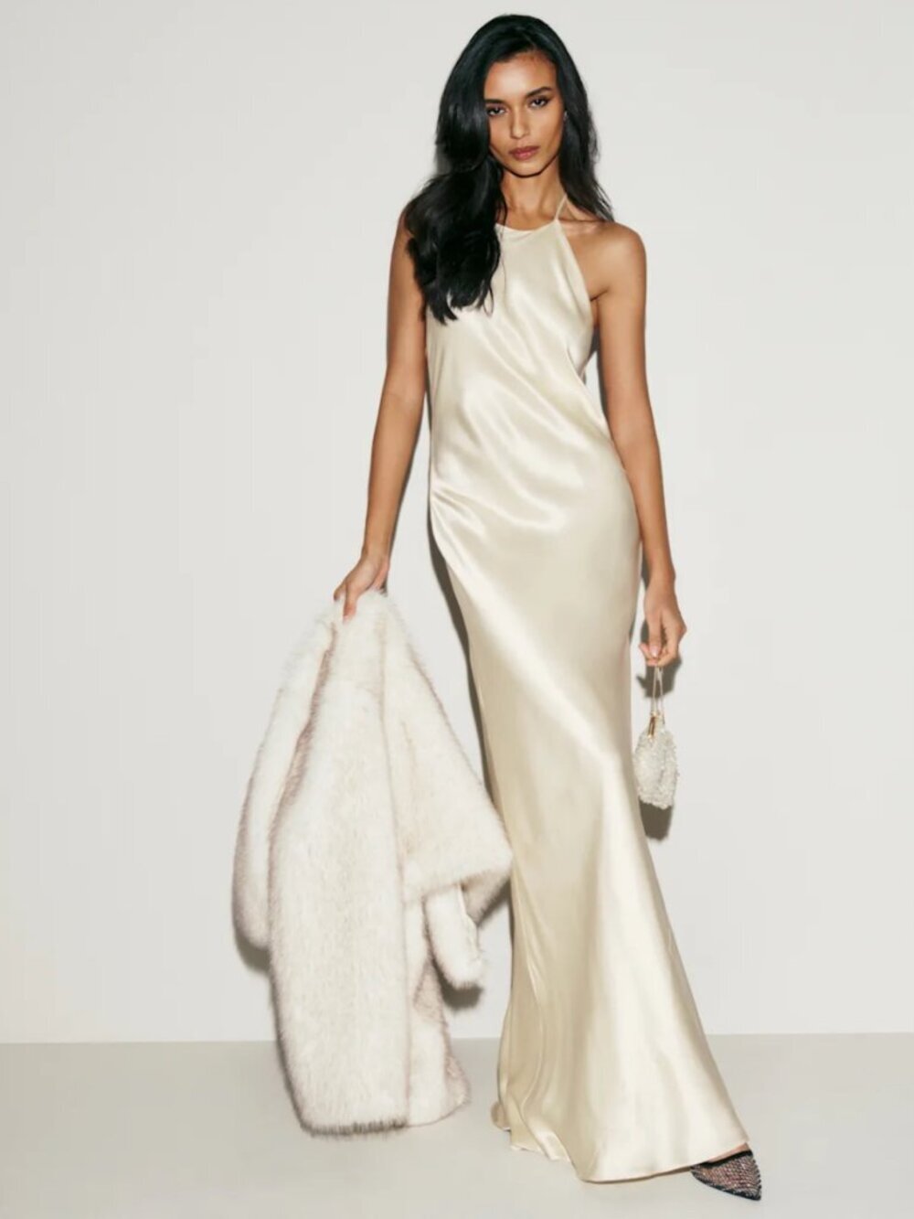NWT Reformation Jeany Silk Dress Fior Di Latte White Large